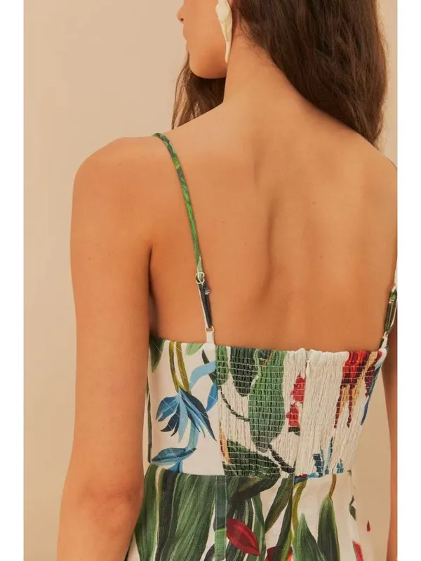 NWOT Farm Rio Midnight Macaw Fiesta Linen Sleeveless Mini Dress Size L - Image 6