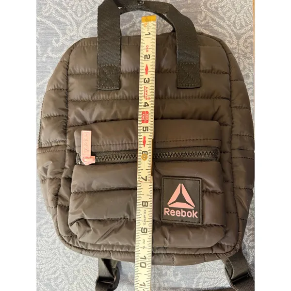 Reebok Poppy Quilted Mini Backpack Black Puffer Daypack Bag Pink Logo - Image 4