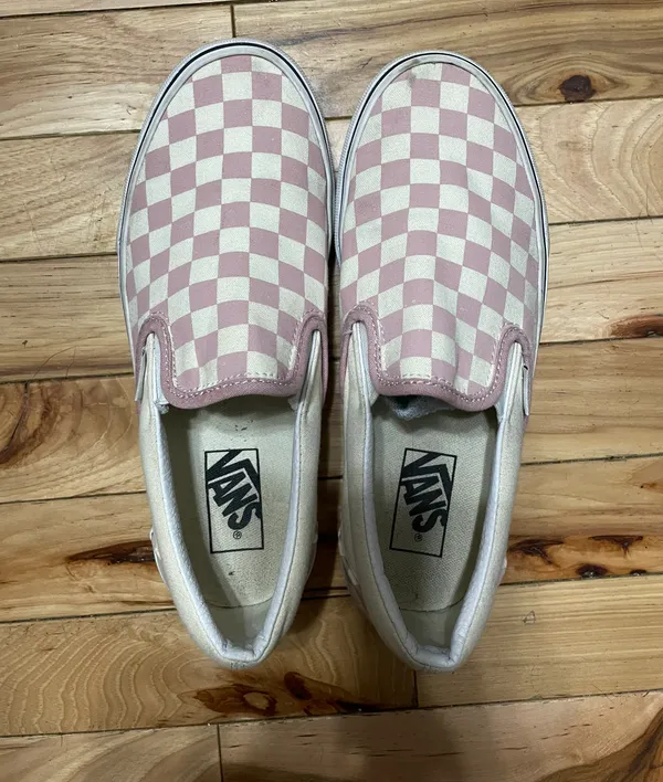Vans Pink Checkerboard Slip Ons Size 8 - Image 2