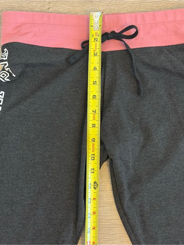 Victoria’s Secret PINK Yoga Leggings Women’s M Gray Pink Logo Drawstring - Image 6