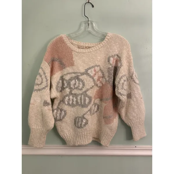 Lauren Hansen Handknit Vintage‎ 80s Sweater Size M Wool Blend Pastel Fairy Kei - Image 3