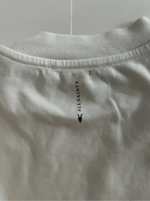AllSaints Crewneck White Heavyweight T-Shirt - Image 3