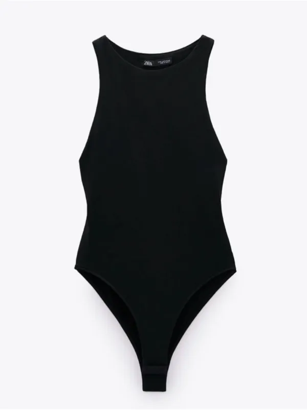 Zara Black Halter Neck Bodysuit - Image 2
