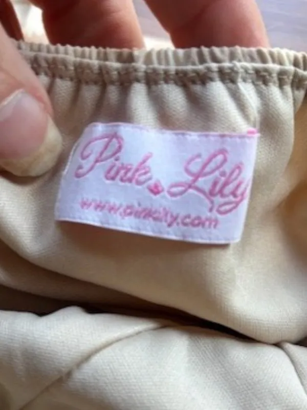 Pink Lily Beige Cream Abstract Dot Slip Midi Dress S Spaghetti Straps Casual - Image 7