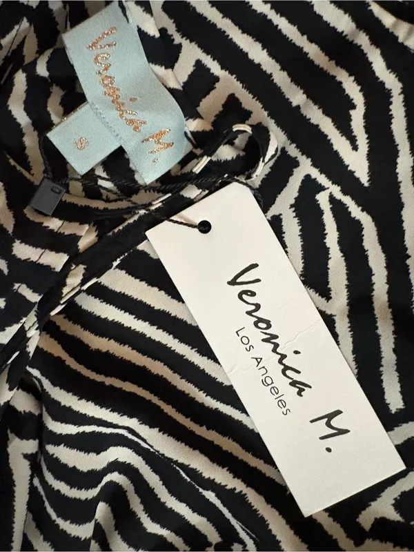 Veronica M Black and White Halter Mini Dress - Image 2