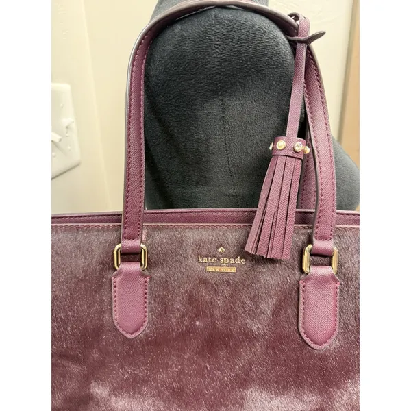 Kate Spade New York Laurel Way Hadlee Calf-Hair Suede Bag, Burgundy Purse - Image 4