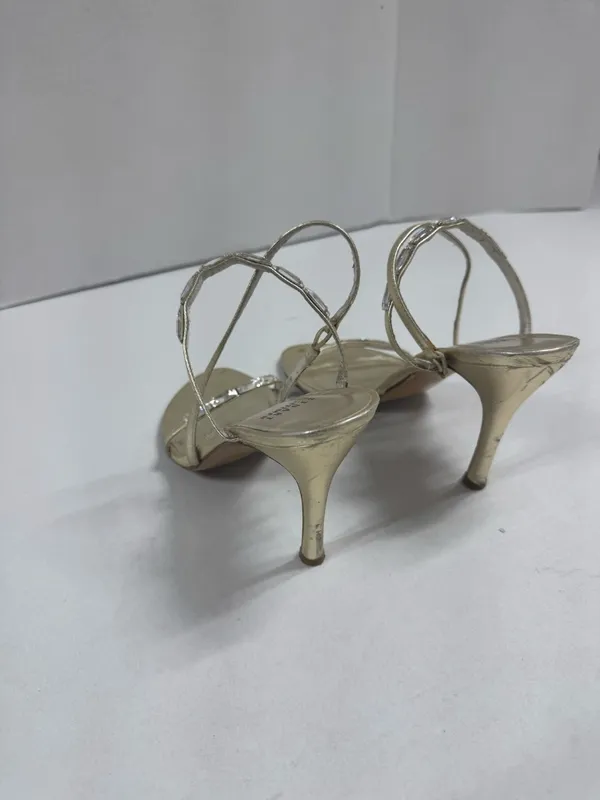 Stuart Weitzman Metallic Gold Leather‎ Strappy Sandals - Size 8. - Image 9