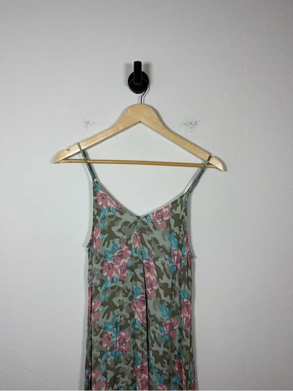 Ariat Camo Floral Asymmetrical Handkerchief Hem Tank Dress Rayon Small - Image 3
