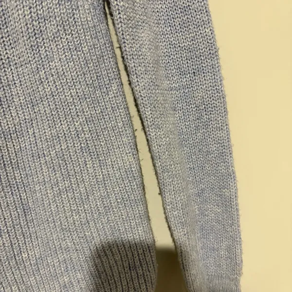 Loft wool pointelle bell flared‎ cuff sleeve sweater blue size small - Image 4