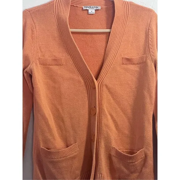 Pendleton cardigan grandpa sweater orange ps petite small - Image 2
