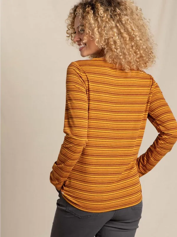 Toad&Co Women’s Piru Henley Longsleeve Shirt Lightweight Multicolor Stripe XL - Image 2