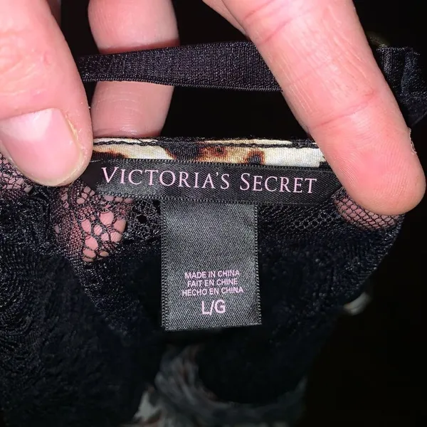 Victoria’s Secret cheetah print black lace L lingerie silky tank - Image 3
