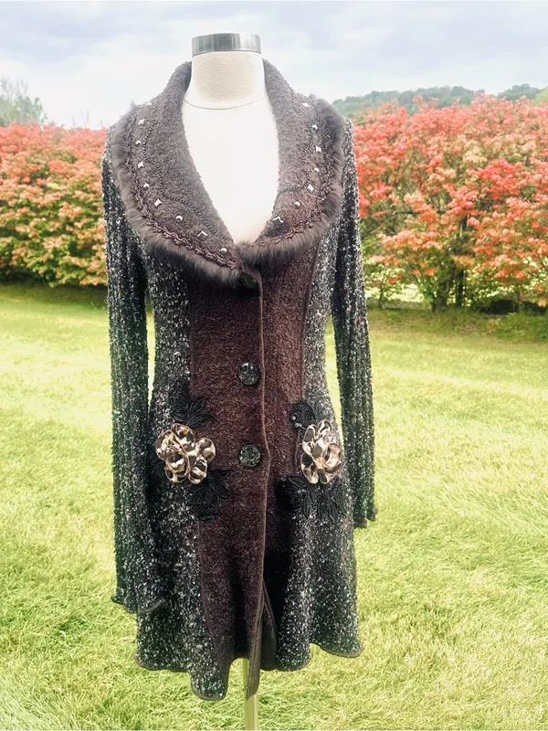 Sioni vintage Y2K-era "Art to Wear" knit sweater coat - Image 2