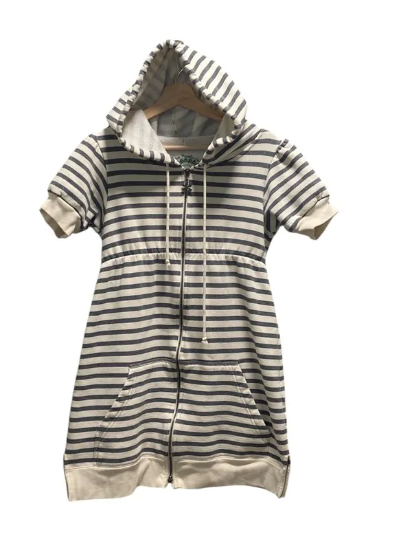 Free People Long Line Zip Up Jacket Cream Size M Athleisure Coastal Beach Cute - Image 2