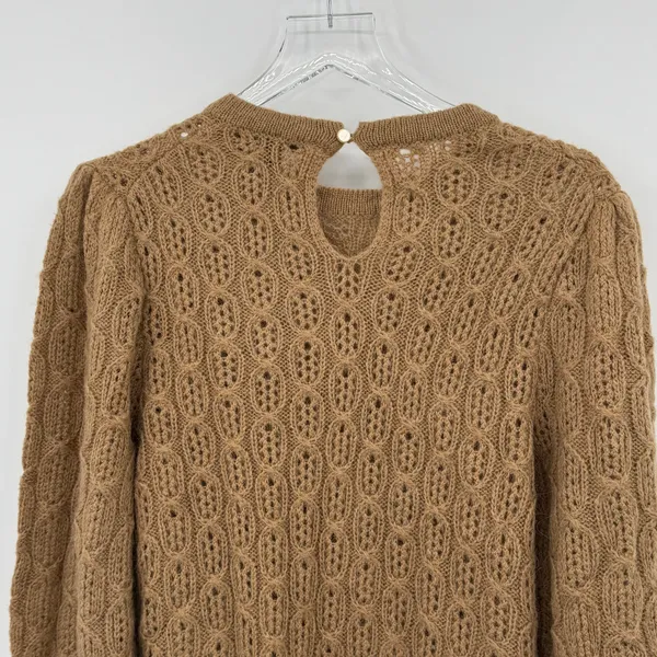 J. Crew sweater size M alpaca wool cable knit balloon sleeve pullover camel NEW - Image 5