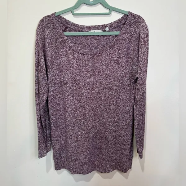 Athleta Luxe Pose Top S Tunic Long‎ Sleeve Soft Stretch Purple Wine Heathered - Image 2