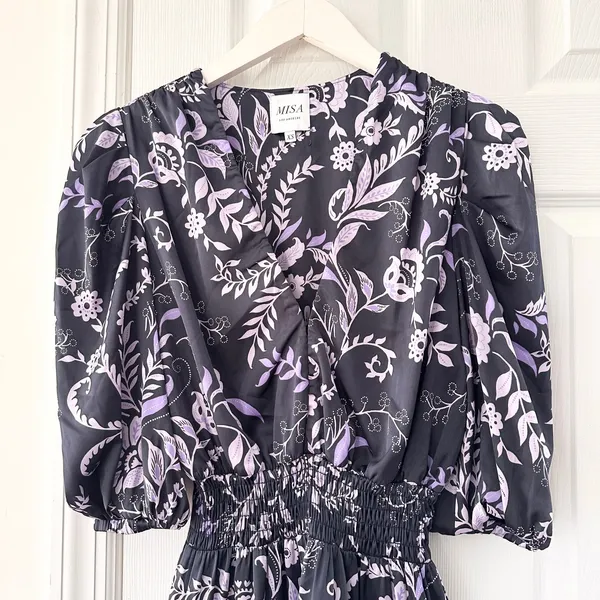 Misa Los Angeles Purple Black Lilah Mini Dress Indigo Victoria Floral Print XS - Image 10