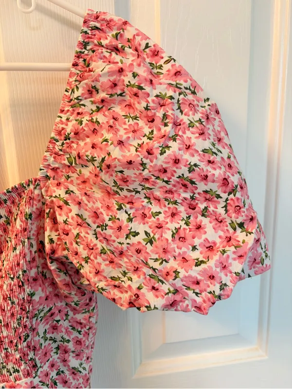 Petal & Pup Pink Floral Smocked Mini Dress - Image 5