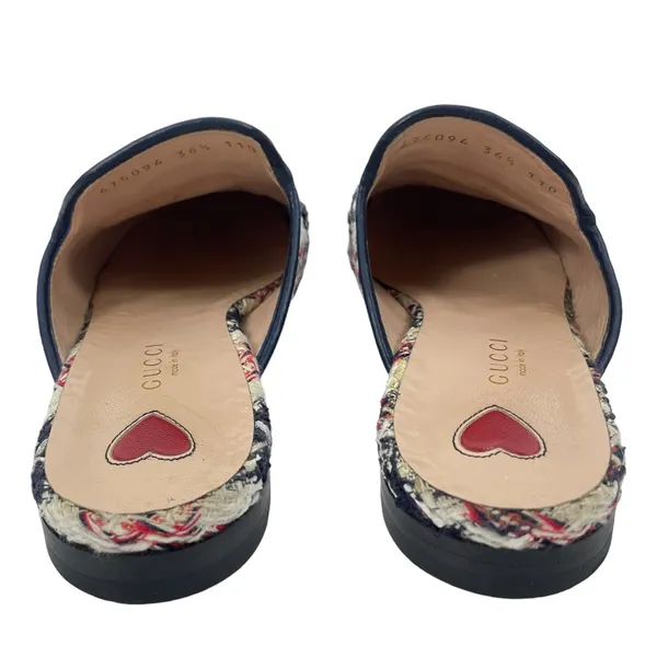 Gucci Princetown Tweed Mules Horsebit Gardenia Ink Blue Size 36.5 - Image 9