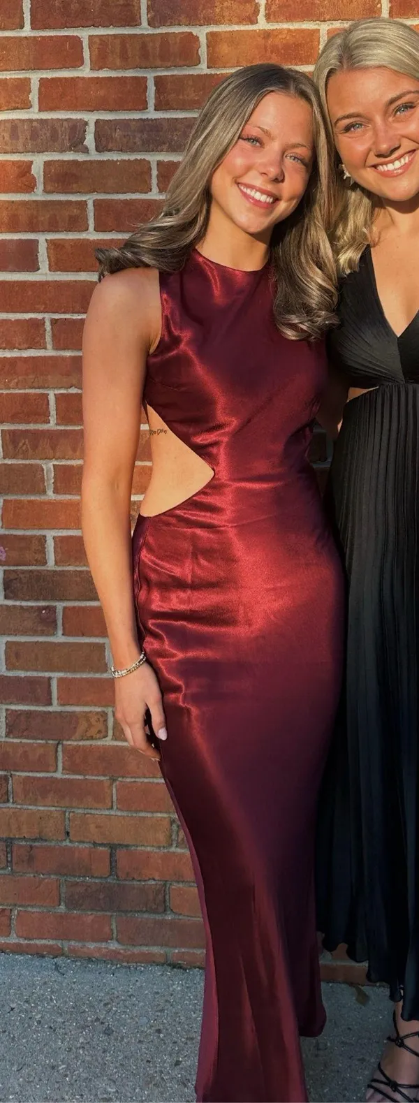 Meshki Electra Satin Cut-Out Maxi Dress Berry - Image 3