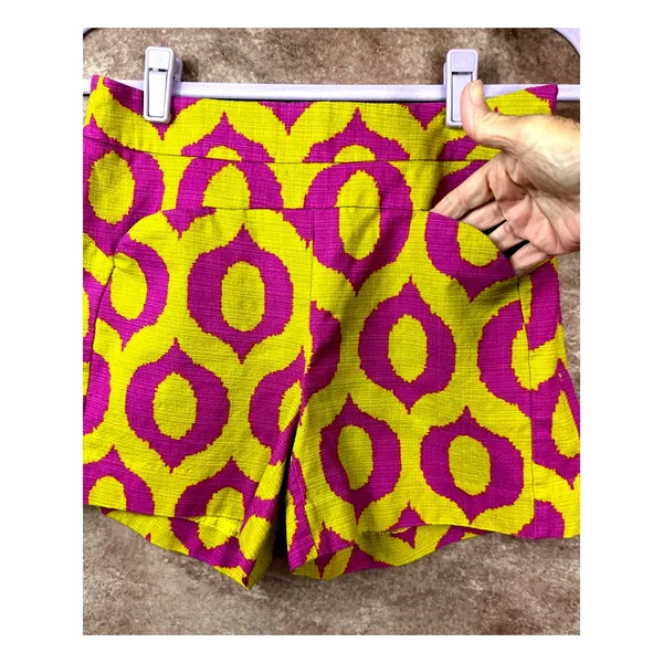 Anthropologie 'Cartonnier' Tailored Remy Shorts Hot Pink Yellow Green sz 4 - Image 7