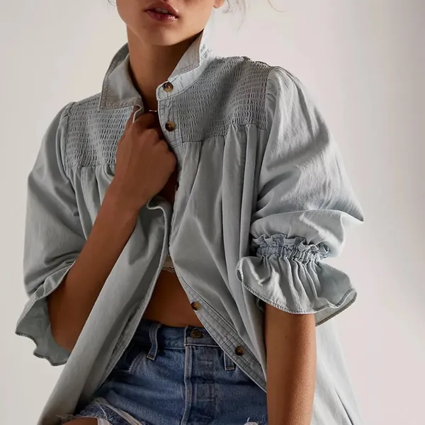 NWT Free People Vanessa Denim Mini Dress Tunic in Blue Chill - Image 2