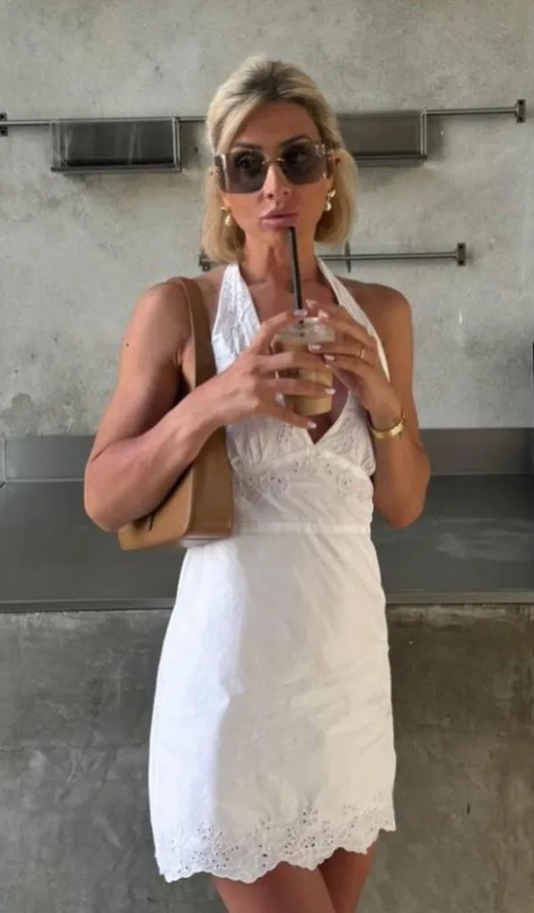Zara White Lace Halter Dress mini dress lace Bohemian Summer Casual vacation - Image 5