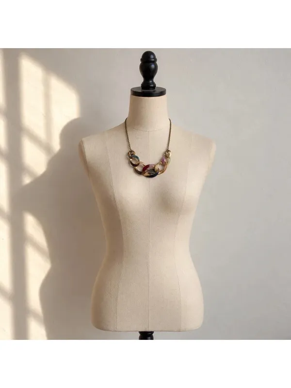 3pc Statement Necklace Lot Gold Tone Purple Multicolor Boho Costume Jewelry - Image 4