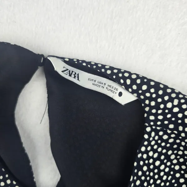Zara Black White‎ Polka Dot Tiered Ruffle Mini Dress Puff Sleeve Size S - Image 4