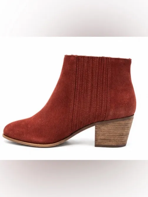 Dolce Vita Burgundy Suede Ankle Booties Size 9.5 Block Heel Chelsea Boots - Image 2