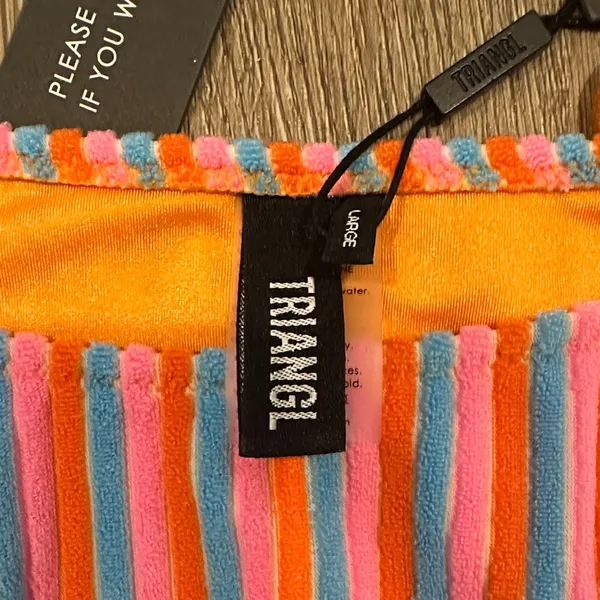 Triangl Swimwear Multicolor Striped Bandeau Bikini with Orange Trim - Image 3