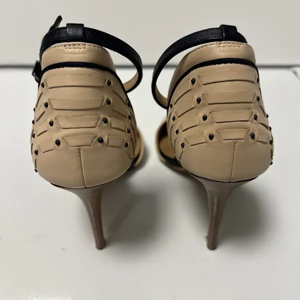 L.A.M.B. Gwen Stefani Leather Studded Stiletto Heels Pointed Nude Black Size 5.5 - Image 5
