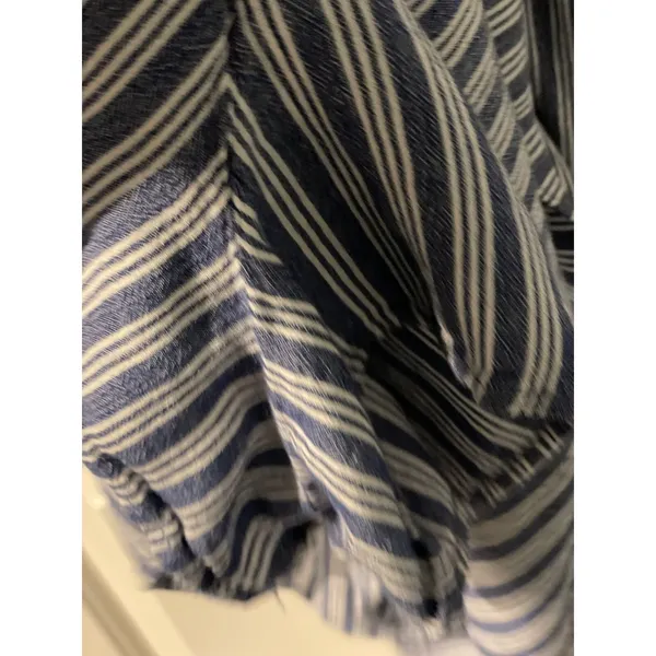 American Eagle Mini Dress Striped Blue White Ruffle Flutter Sleeve Large Coastal - Image 8