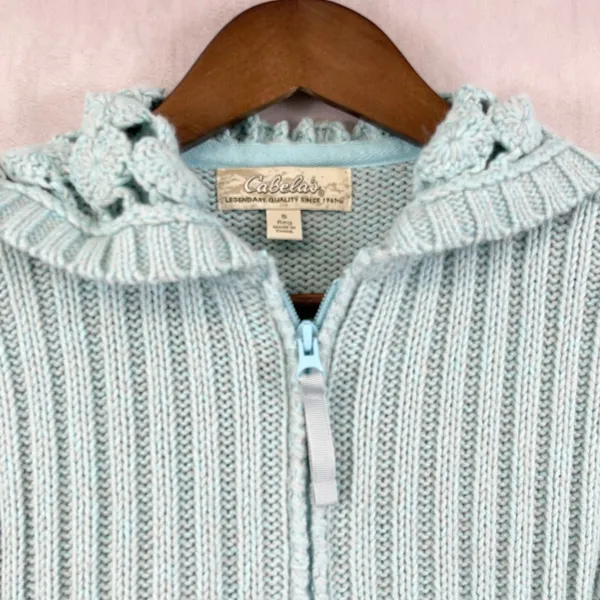 Cabelas Womens‎ Crochet Knit Hoodie Sweater Small Boho Cottage Festival Hippie - Image 4