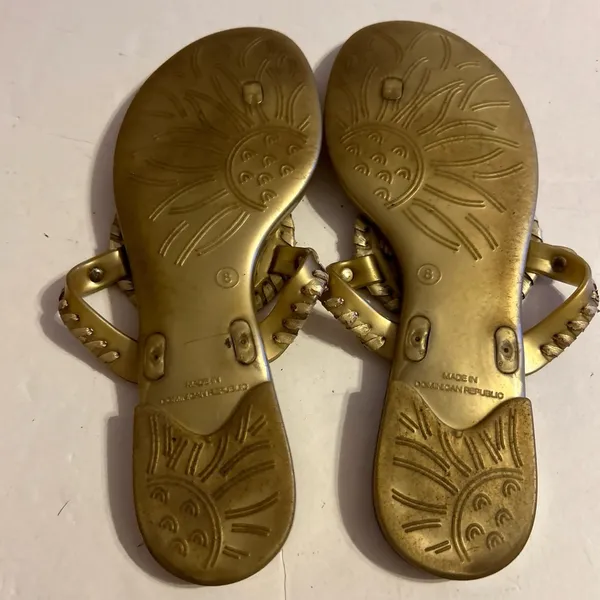 JACK ROGERS Sandals Flip Flops Gold Thong Jelly Rubber Flats Slip On - Image 4
