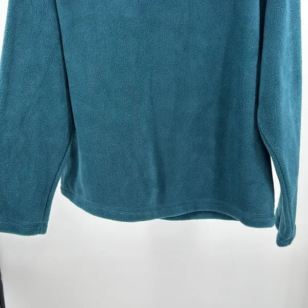 Croft & Barrow Teal button front fleece Sweater L scarecrow fall embroidered - Image 4