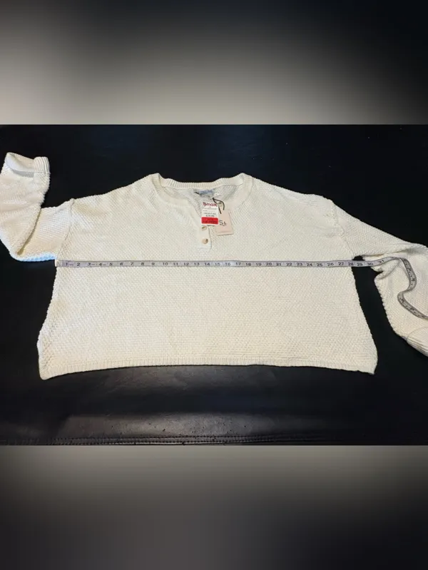 Sincerely Jules Waffle Knit V-Neck Henley Sweater oversized relaxed Size L NWT - Image 8