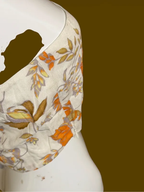 Petal & Pup One-Shoulder Floral Crop Top in Cream and Orange - Image 6