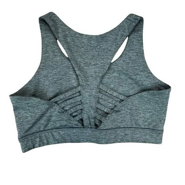 Peloton Women Sports Bra Heather Teal‎ Blue Racerback Cutout Logo Activewear S - Image 4