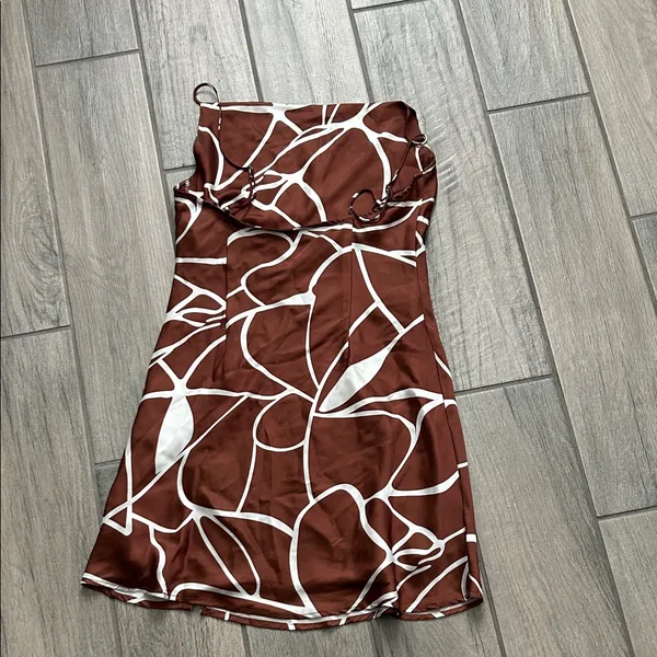 Cotton Candy Brown and White Mini Dress Size M - Image 5