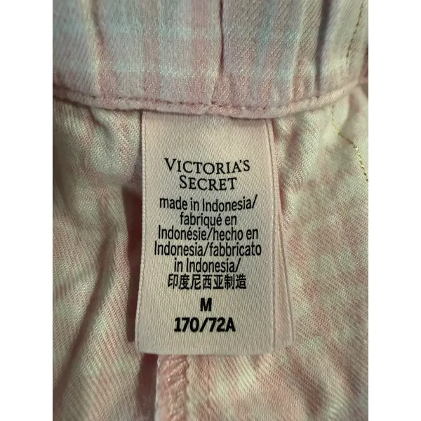 Victoria's Secret‎ Pink Plaid Pajama Shorts Gold Metallic Trim Women's Medium - Image 5