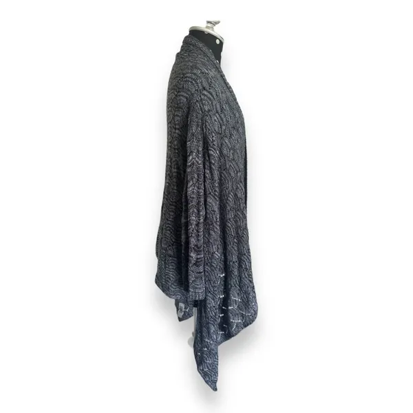 Chico's Womens Cardigan‎ Sz 1 M 8 10 Gray Black Waterfall Sweater Open Front - Image 4