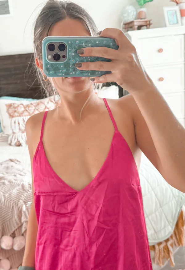 Showpo Hot Pink Satin Dress - Image 2