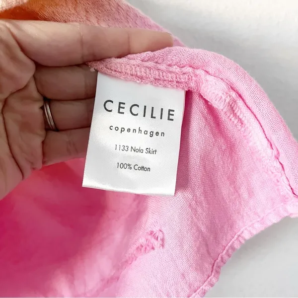 Cecilie Copenhagen Nola Tie Dye Smocked Tiered Cotton Summer Festival Mini Skirt - Image 5