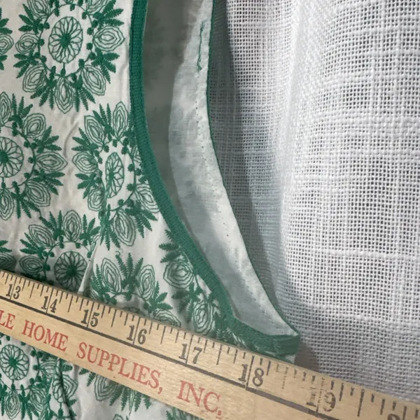 Max Studio Green & White Embroidered Mini Dress Lined Cotton Women's Size L NWT - Image 5