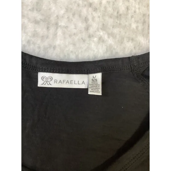 Rafaella Womens Black Short Sleeve V-Neck Raglan T-Shirt Size Large L G/G‎ - Image 2