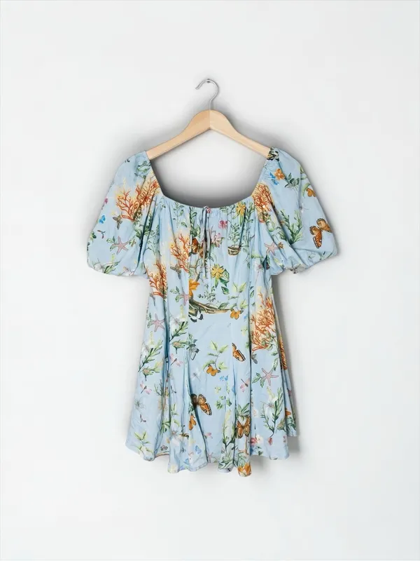 Altar’d State Kaia Butterfly Floral Coral Print Mini Dress XL NWOT Boho - Image 2