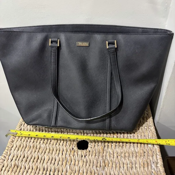 Kate Spade New York Black Leather Tote Bag Purse‎ Large Cow Leather Classic - Image 10