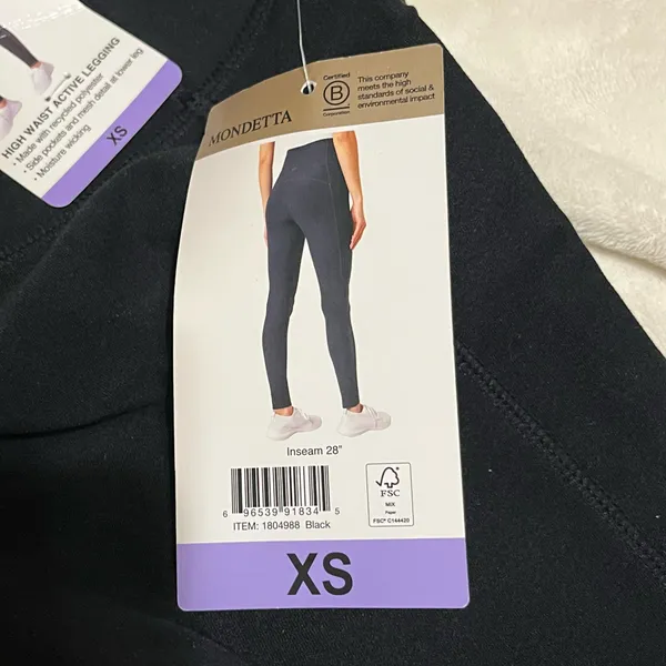 NWT XS Mondetta Ladies’ Women’s High Waist Active Black Mesh Panel Leggings Activewear Sportswear - Image 10