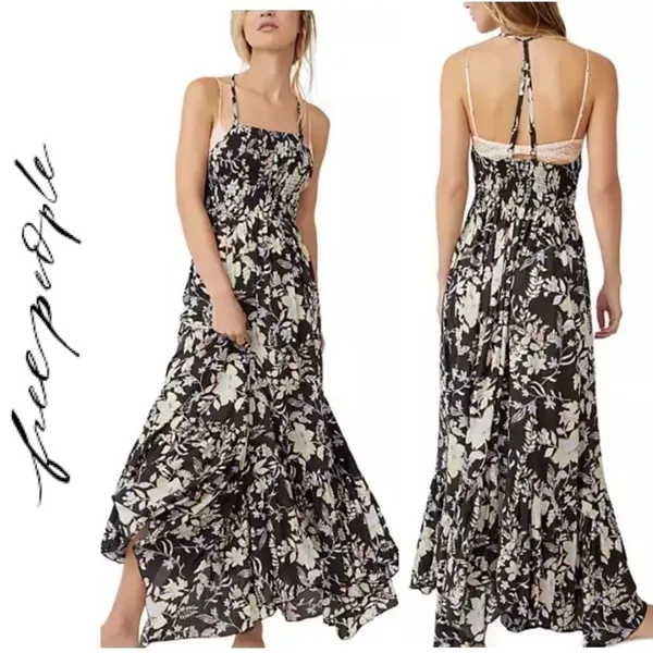 NWOT Free People Heat Wave floral Print Maxi Dress, spaghetti strap racer back,S - Image 14
